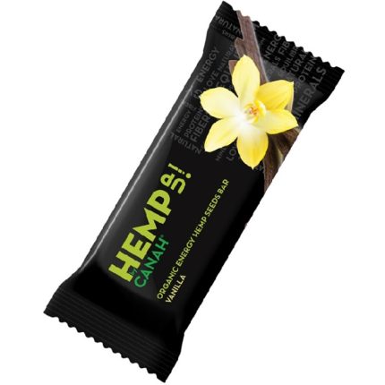 Baton cu seminte de canepa, vanilie si susan bio 48g Canah