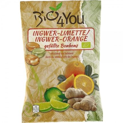 Bomboane cu ghimbir lime si ghimbir portocala, ecologice 75g Bio4You