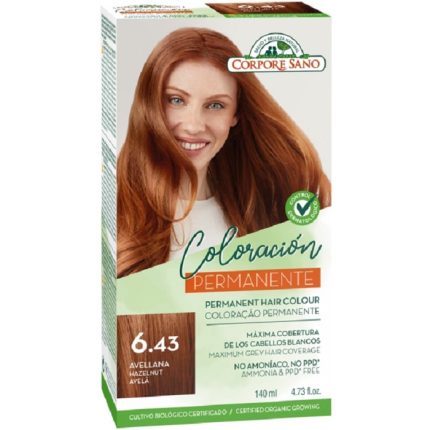 Vopsea de par permanenta, fara amoniac nr 6.43 Alun 140ml Corpore Sano