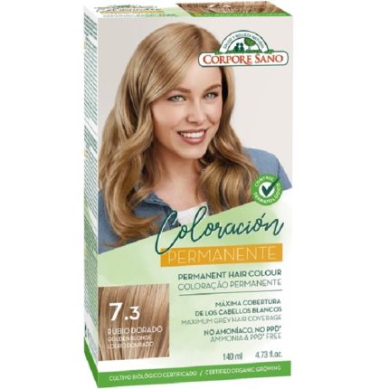 Vopsea de par permanenta, fara amoniac nr 7.3 Blond Auriu 140ml Corpore Sano
