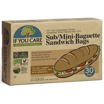 Pungi de hartie nealbita pentru mini baghete si sandwich, fara clor 30 buc If You Care