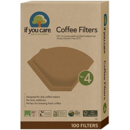 Filtre de cafea marimea 4, nealbite (fara clor), compostabile 100buc If You Care