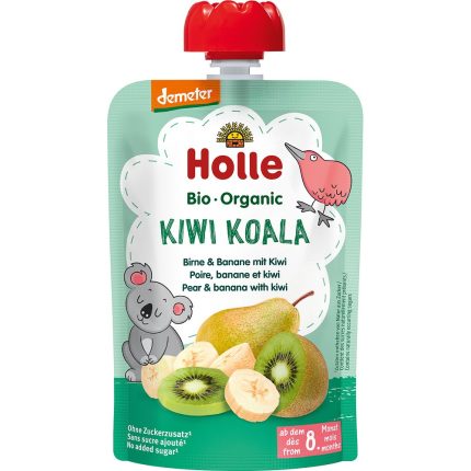 Piure de pere, banane si kiwi bio pentru copii, +8 luni 100g Holle