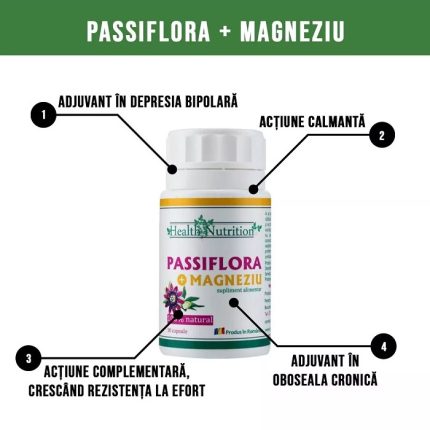 Passiflora cu Magneziu (depresie, atacuri de panica) 90 capsule Health Nutrition