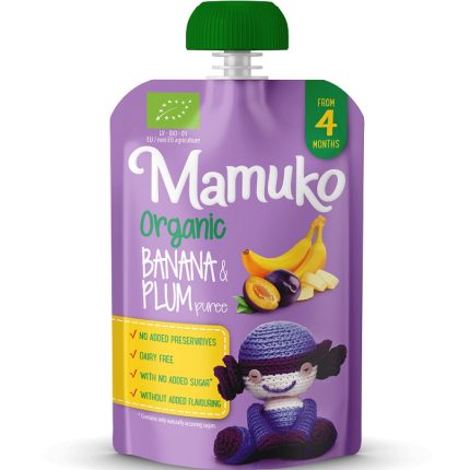 Piure de banane si prune bio, fara zahar 100g Mamuko