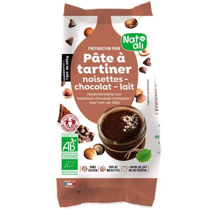 Mix pentru crema tartinabila alune si ciocolata cu lapte bio, fara gluten 170g Nat-Ali