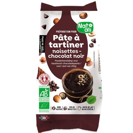 Mix pentru crema tartinabila alune si ciocolata neagra bio, fara gluten 170g Nat-Ali