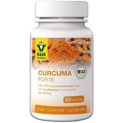 Turmeric (curcuma) forte cu piperina bio 500mg, 90 capsule vegane Raab Vitalfood