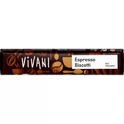 Baton de ciocolata espresso biscotti bio 40g Vivani