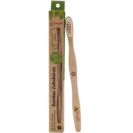 Periuta de dinti pt adulti din bambus cu peri din ulei de ricin, medium Birkengold