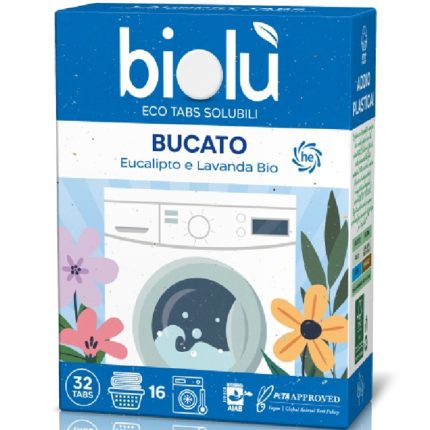 Tablete pt masina de spalat rufe cu eucalipt si lavanda bio 32 bucati Biolu