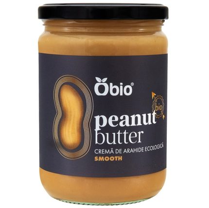 Crema de arahide smooth bio, fara gluten, fara sare 500g Obio